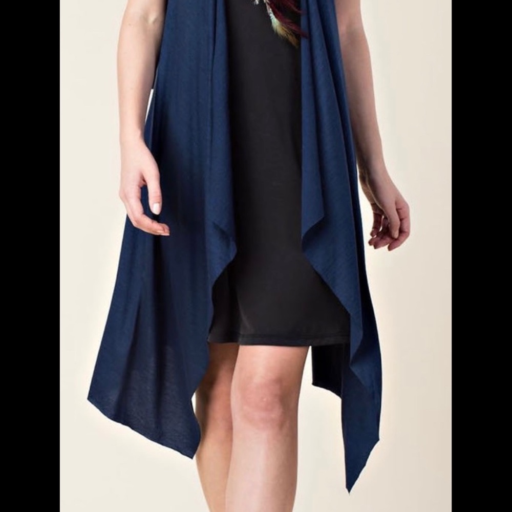 Back Chiffon Vest - Navy